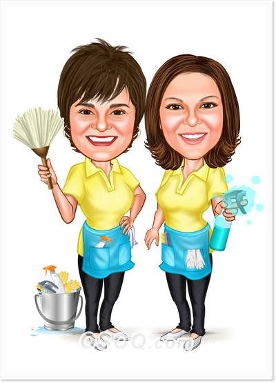Colleagues Housekeeping Caricatures