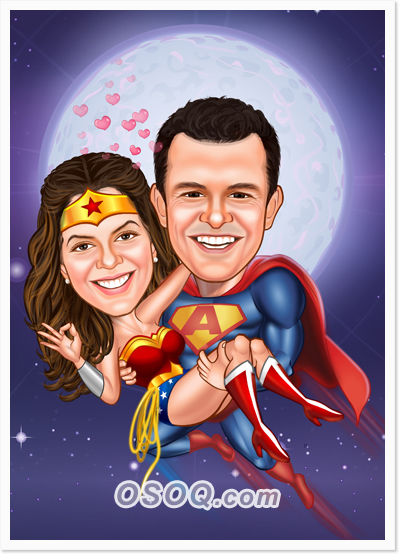 Superhero Wedding Caricatures