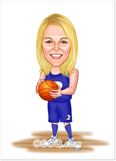 Girl's Basketball Caricatures