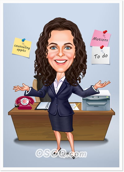 Office Business Lady Caricatures