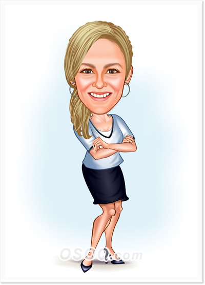 Business Office Lady Caricatures