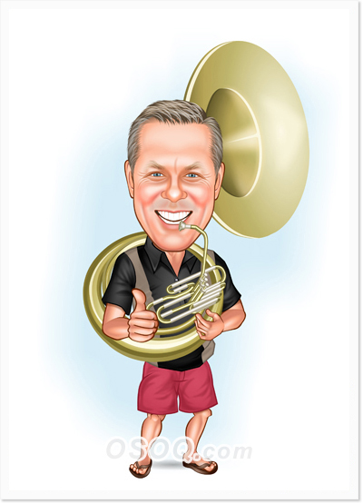 Tuba Trumpeter Caricature