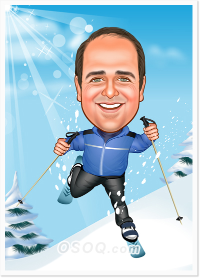 Freestyle Skiing Caricature