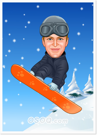 Skier Caricature