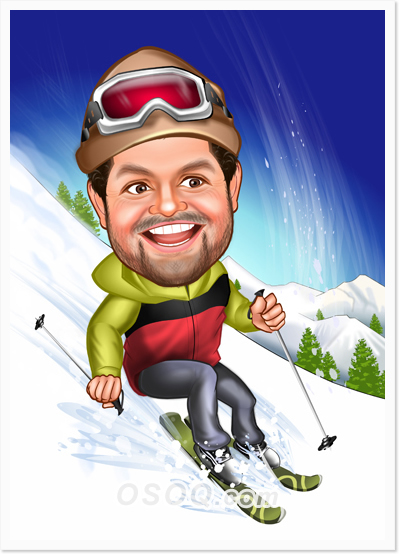 Skiing Sports Caricatures