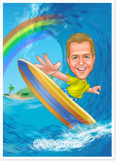 Surfing Caricature