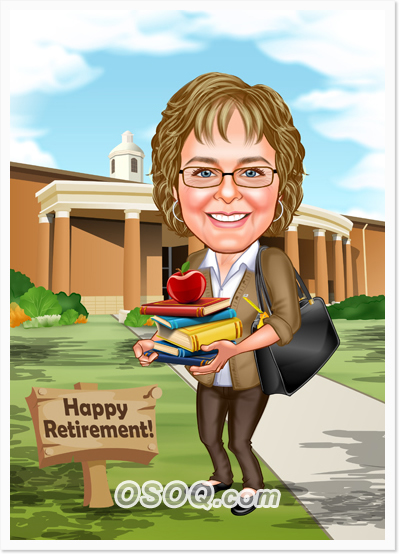 Teacher Retirement Caricature