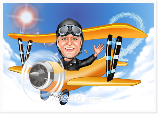 Travel by Plane Caricature