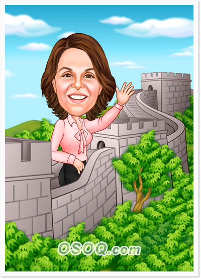Travel China Great Wall Caricature