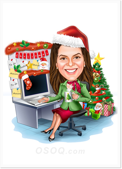 Christmas Lady Caricatures