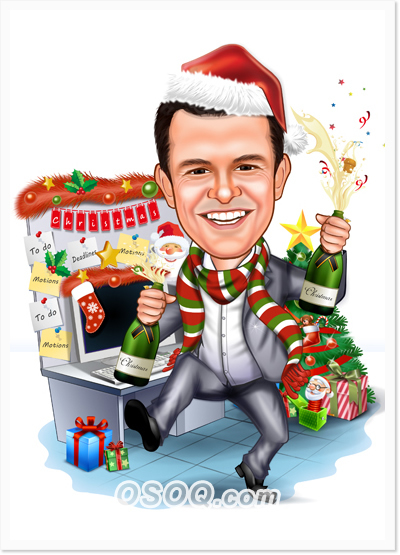 Christmas Office Caricature