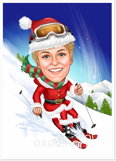 Xmas Ski Caricatures
