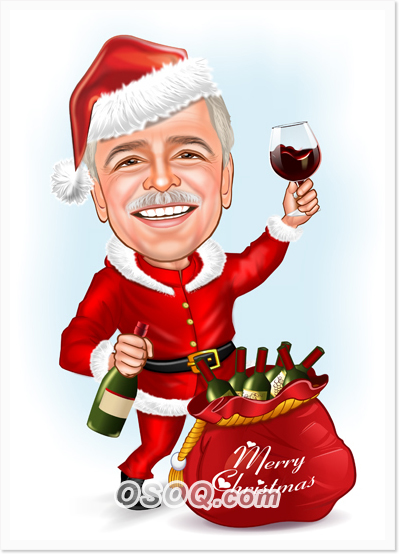 Christmas Wine Caricature