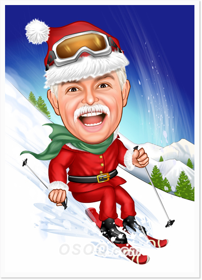 Christmas Ski Caricature