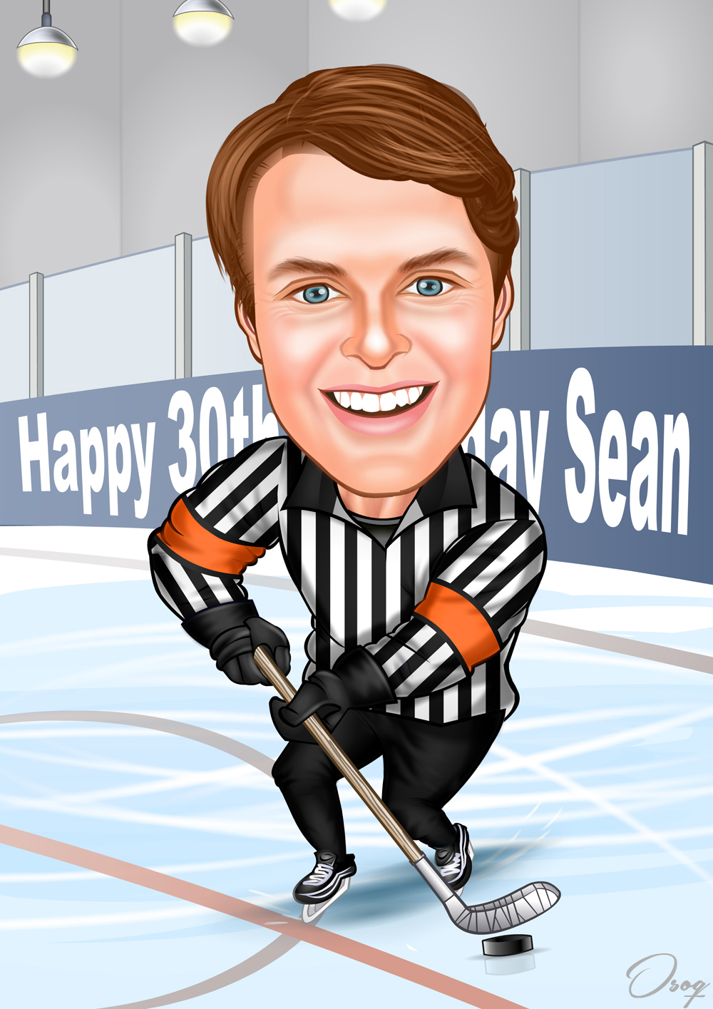 Hockey Player Cartoon Portrait