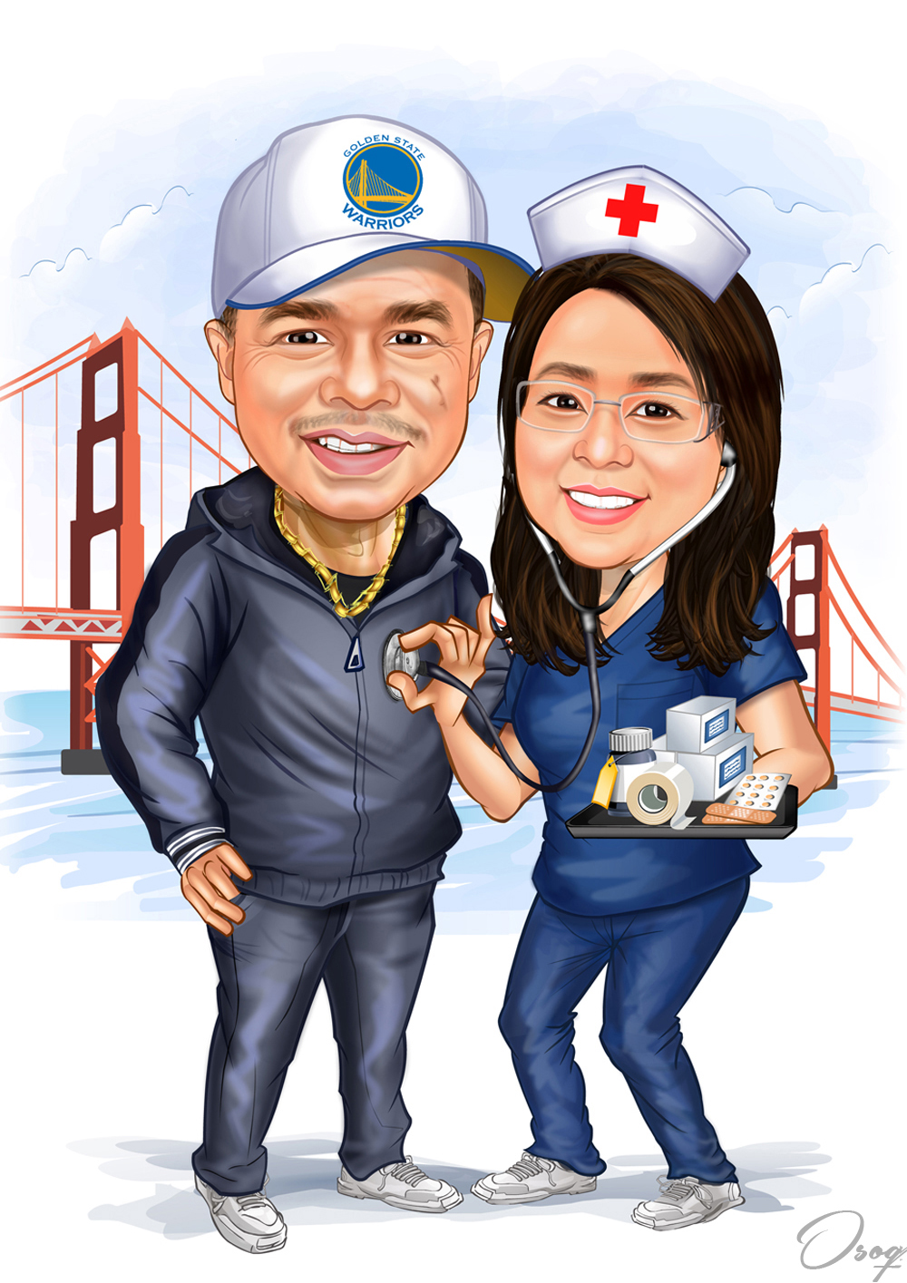 Golden Gate Bridge Cartoon Couple