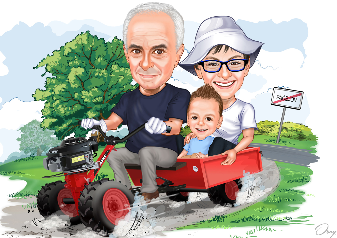 Family Cartoon Tractor