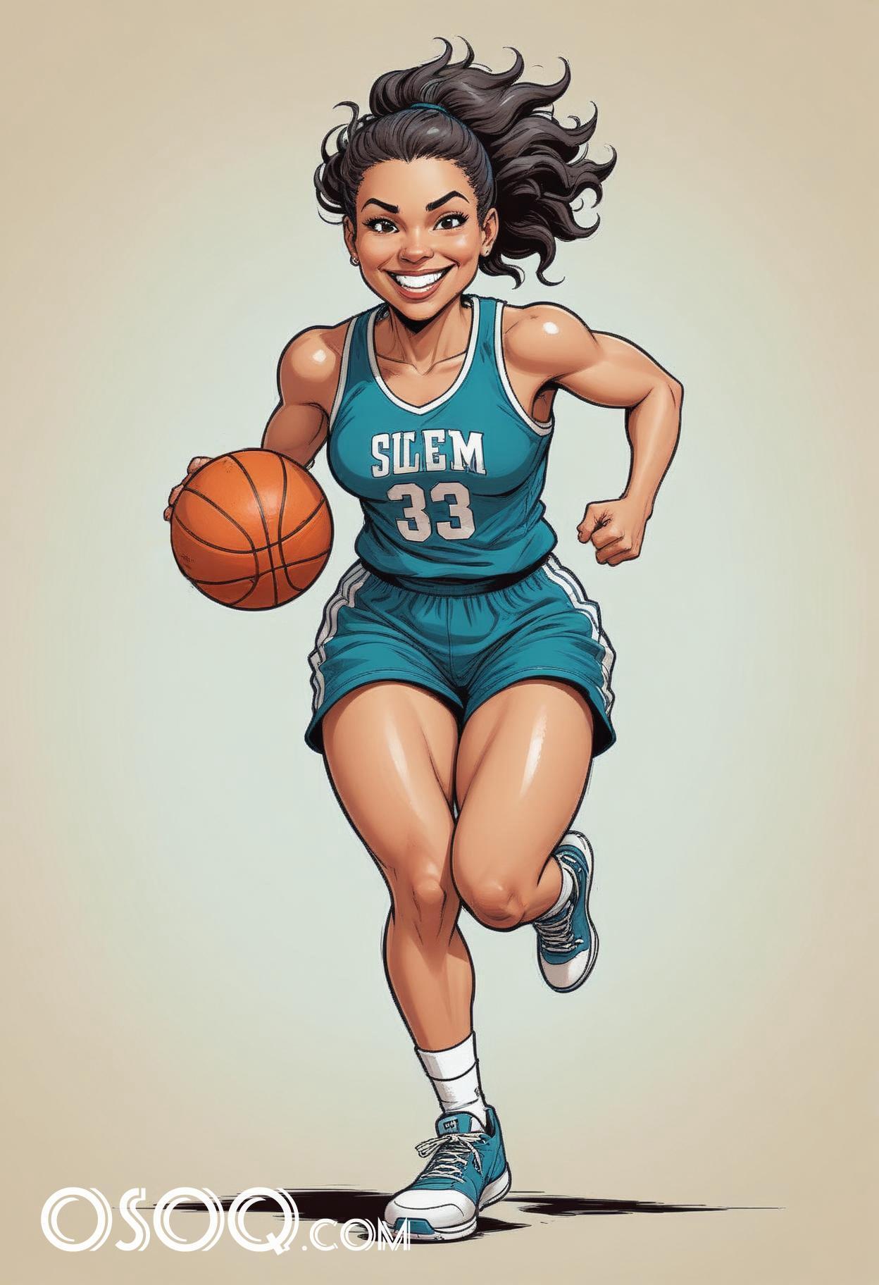 Basketball cartoon caricature drawing 05