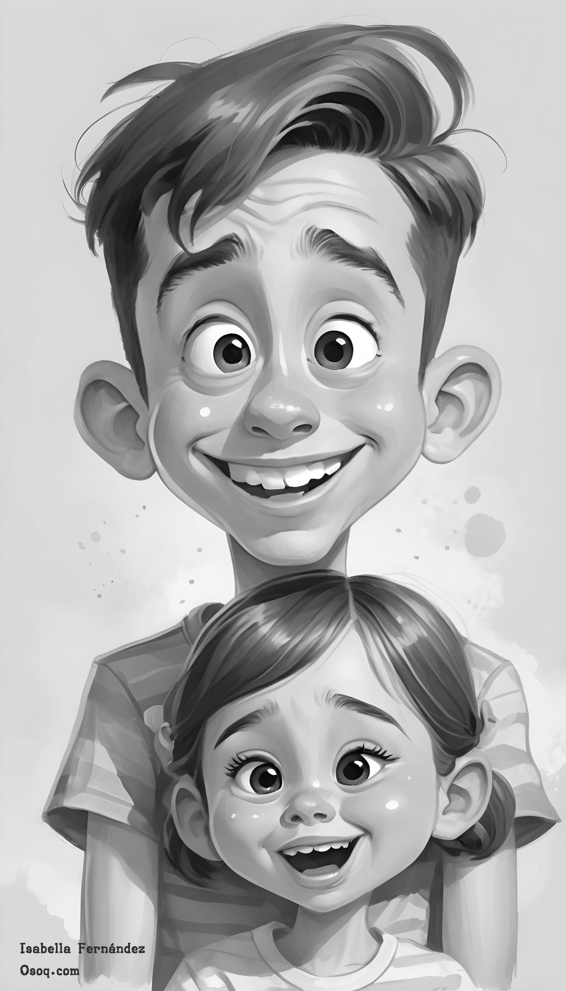 Black white caricature face 10