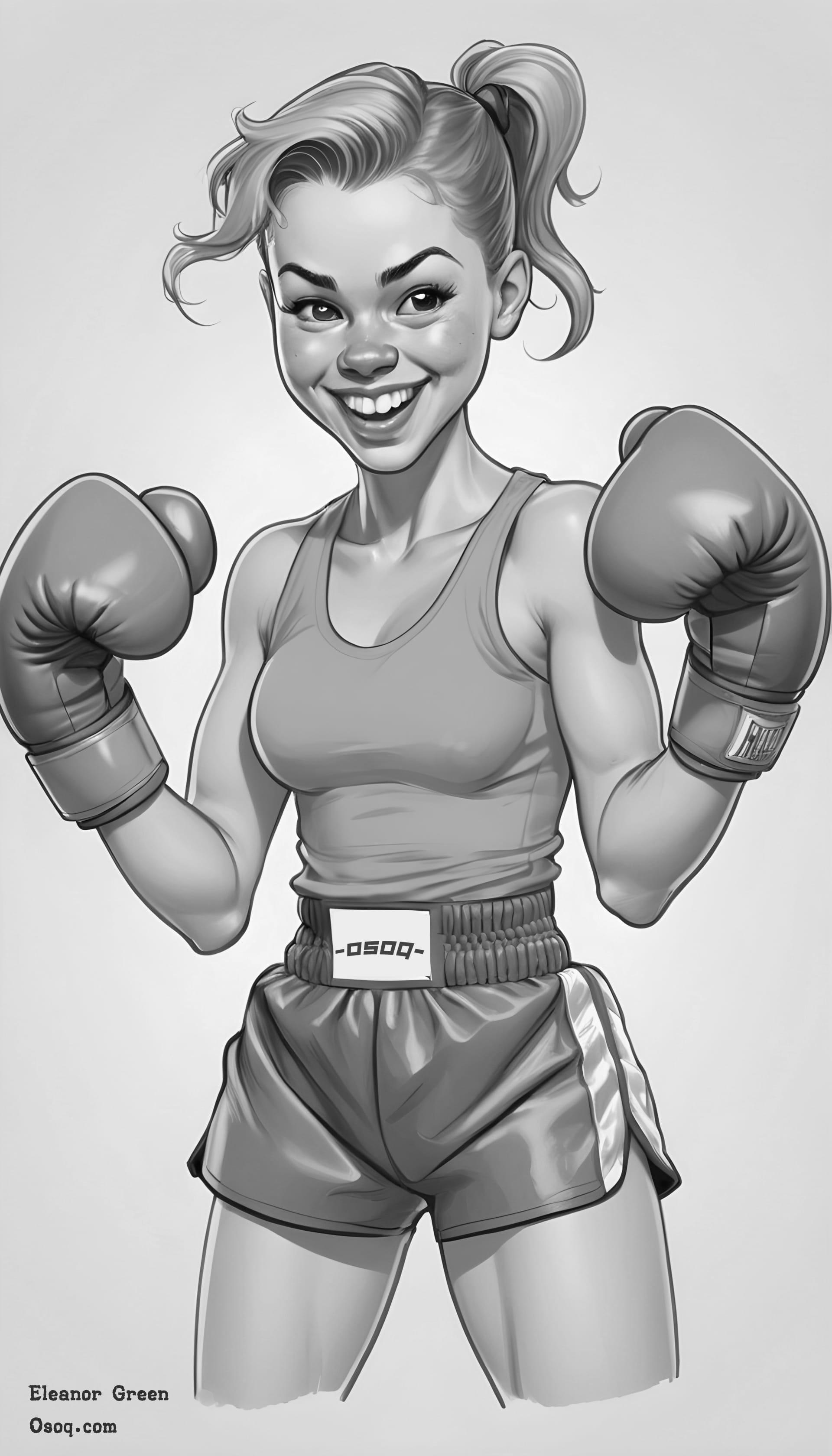 Black white caricature female 03