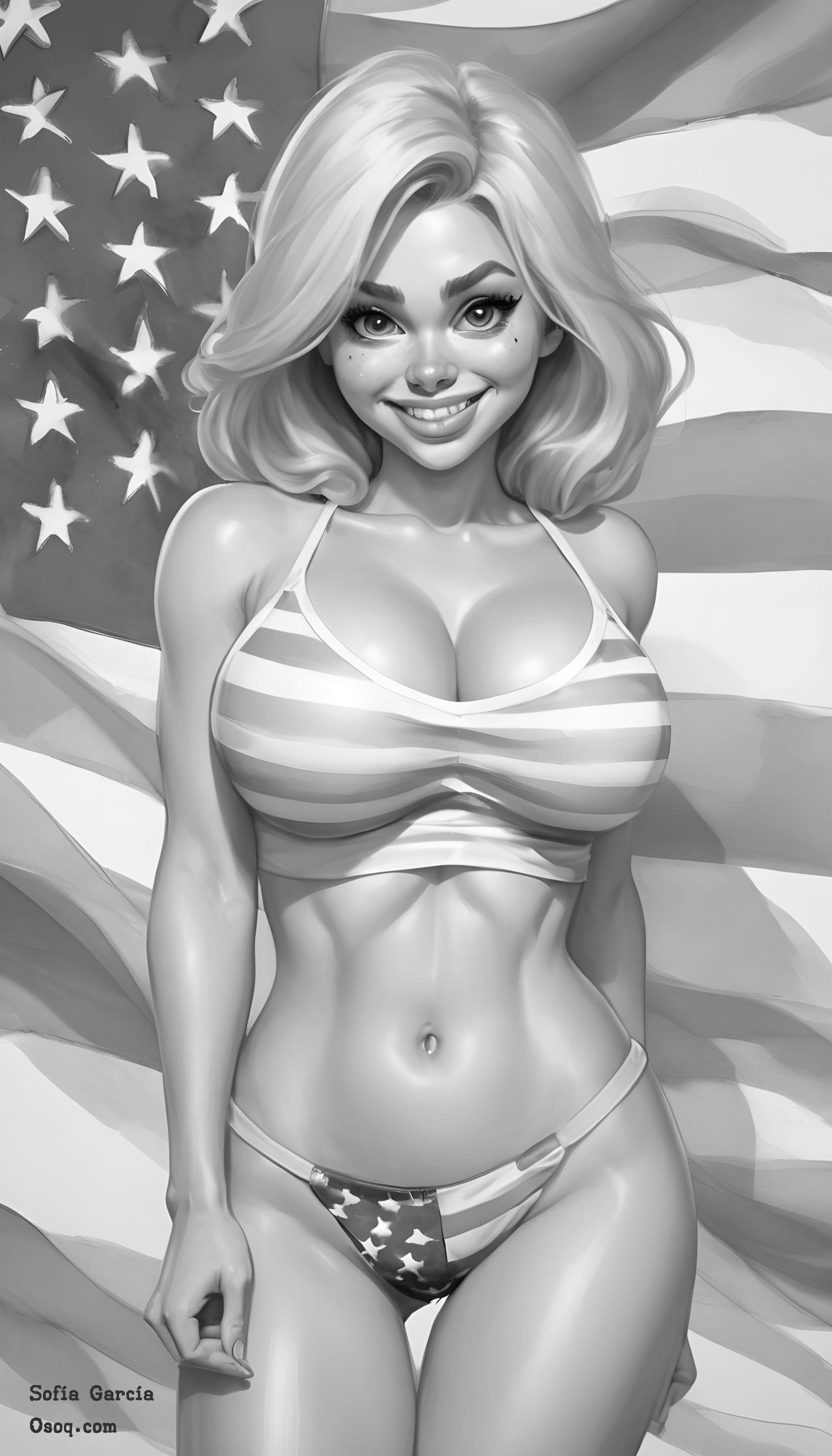 Black white caricature female 10