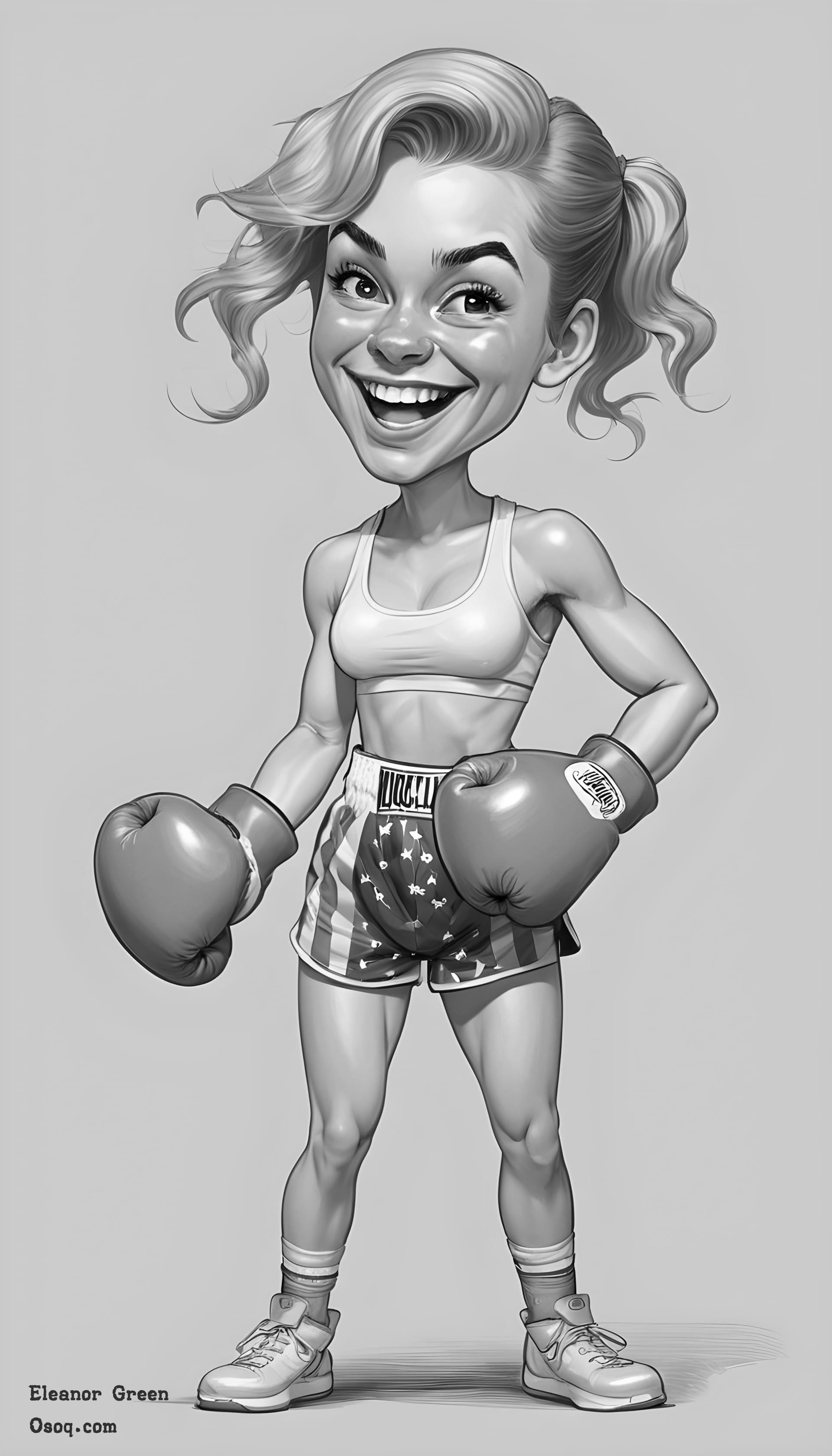 Black white caricature female 17