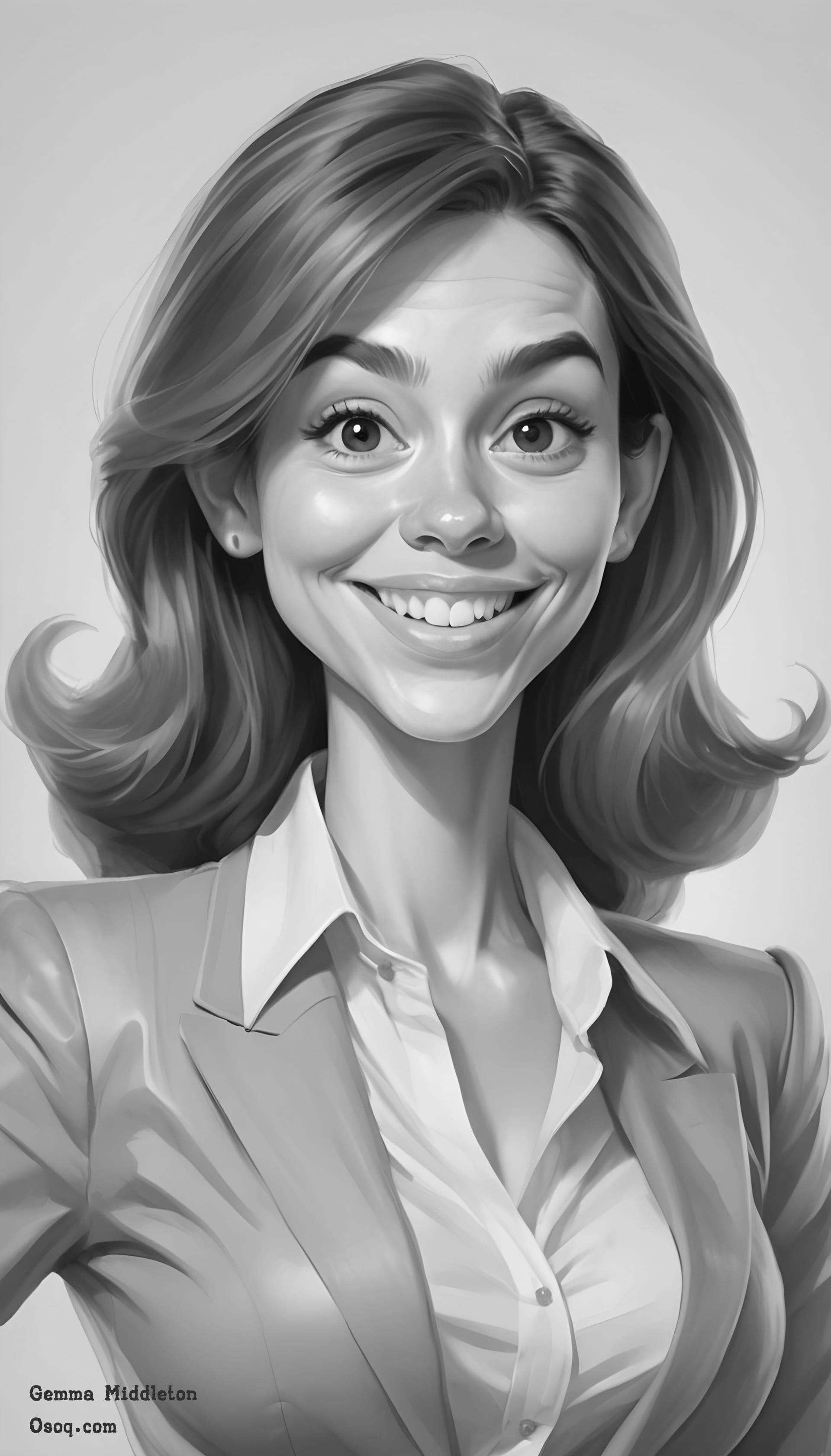 Black white caricature female 19