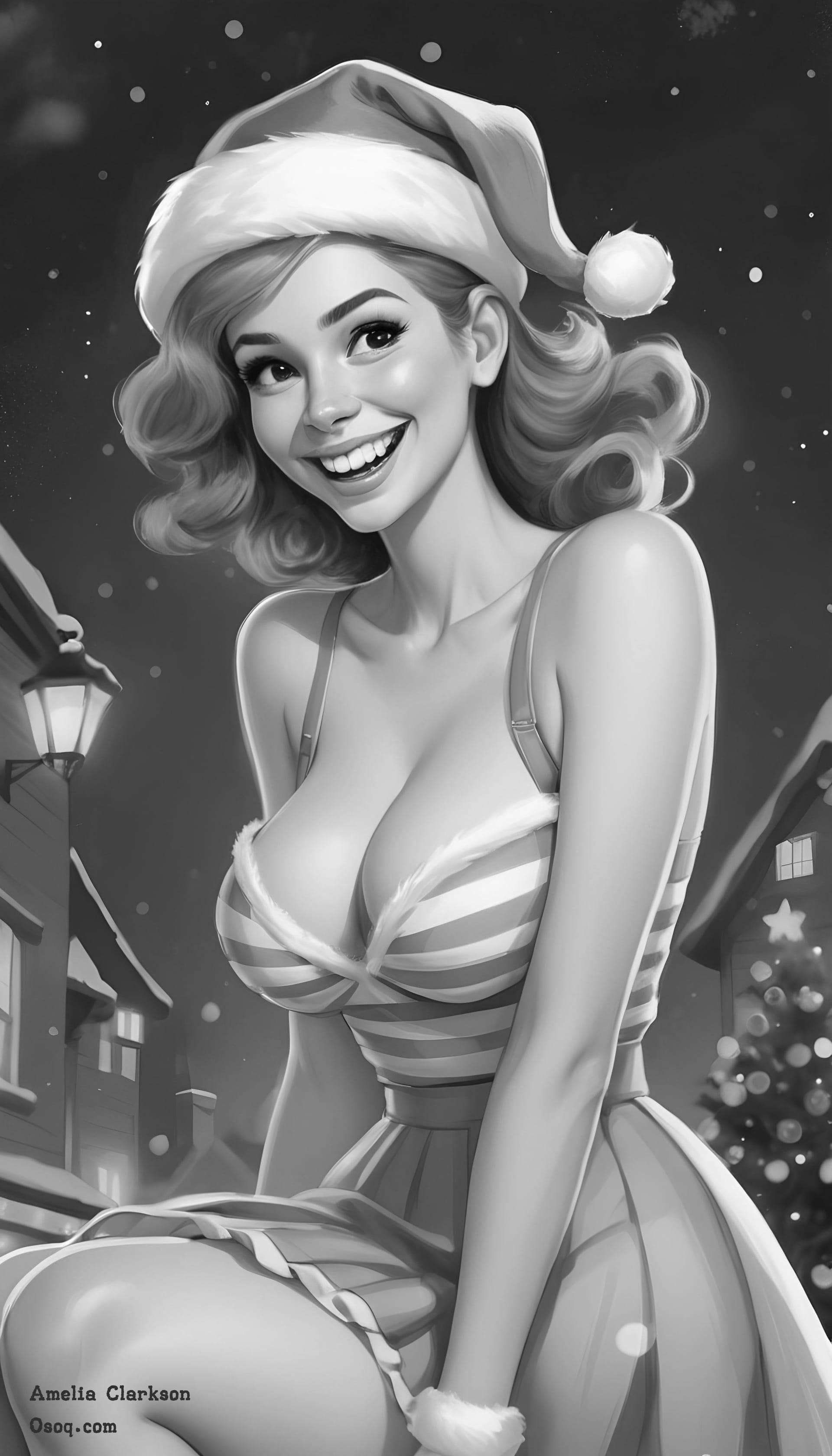 Black white caricature female 20