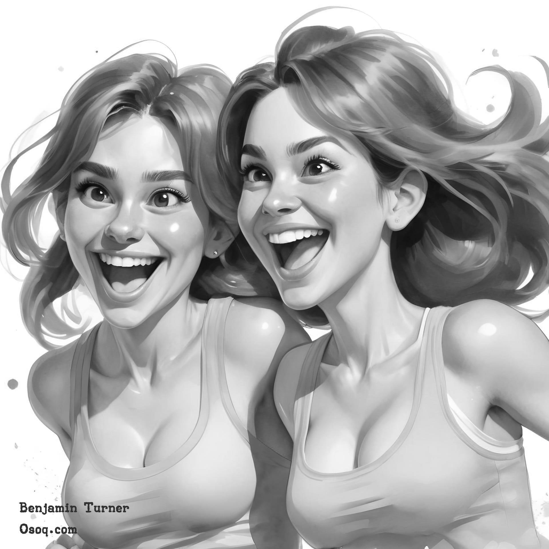 Black white caricature funny 12