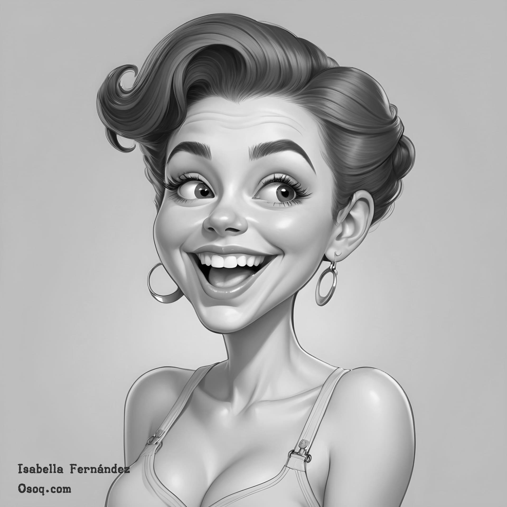 Black white cartoon portrait drawing 02