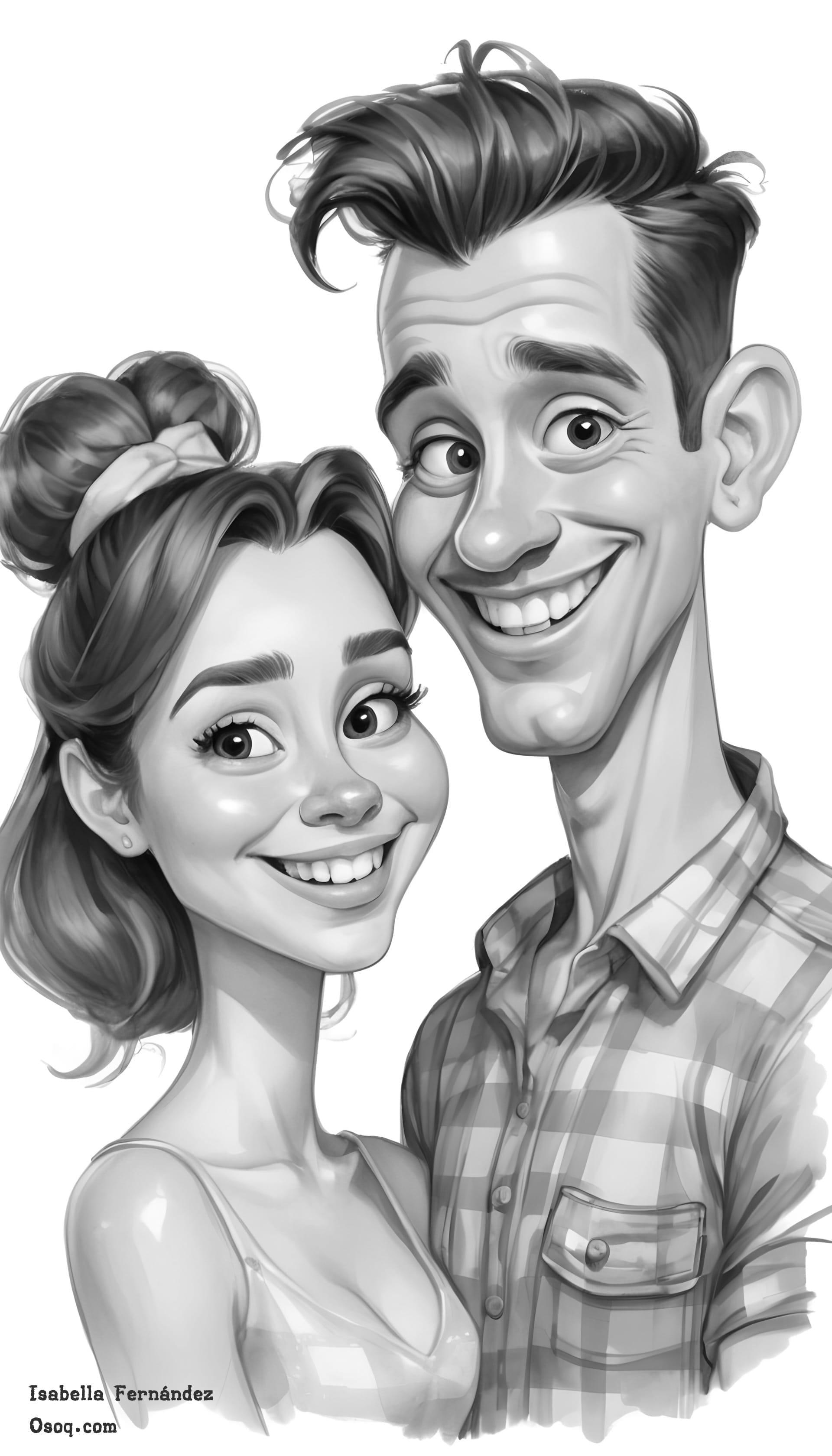 Black white cartoon portrait drawing 03