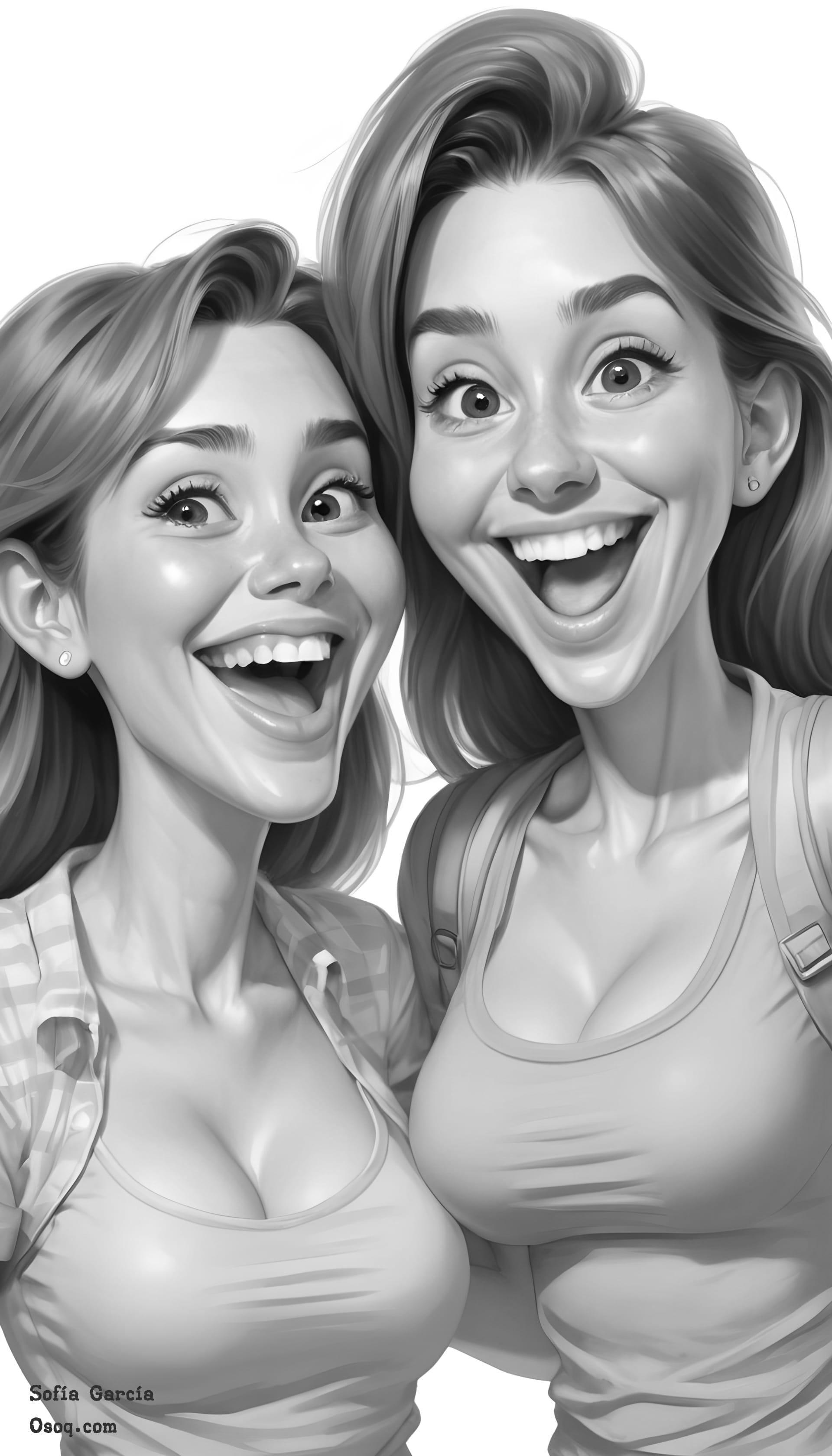 Black white cartoon portrait drawing 11