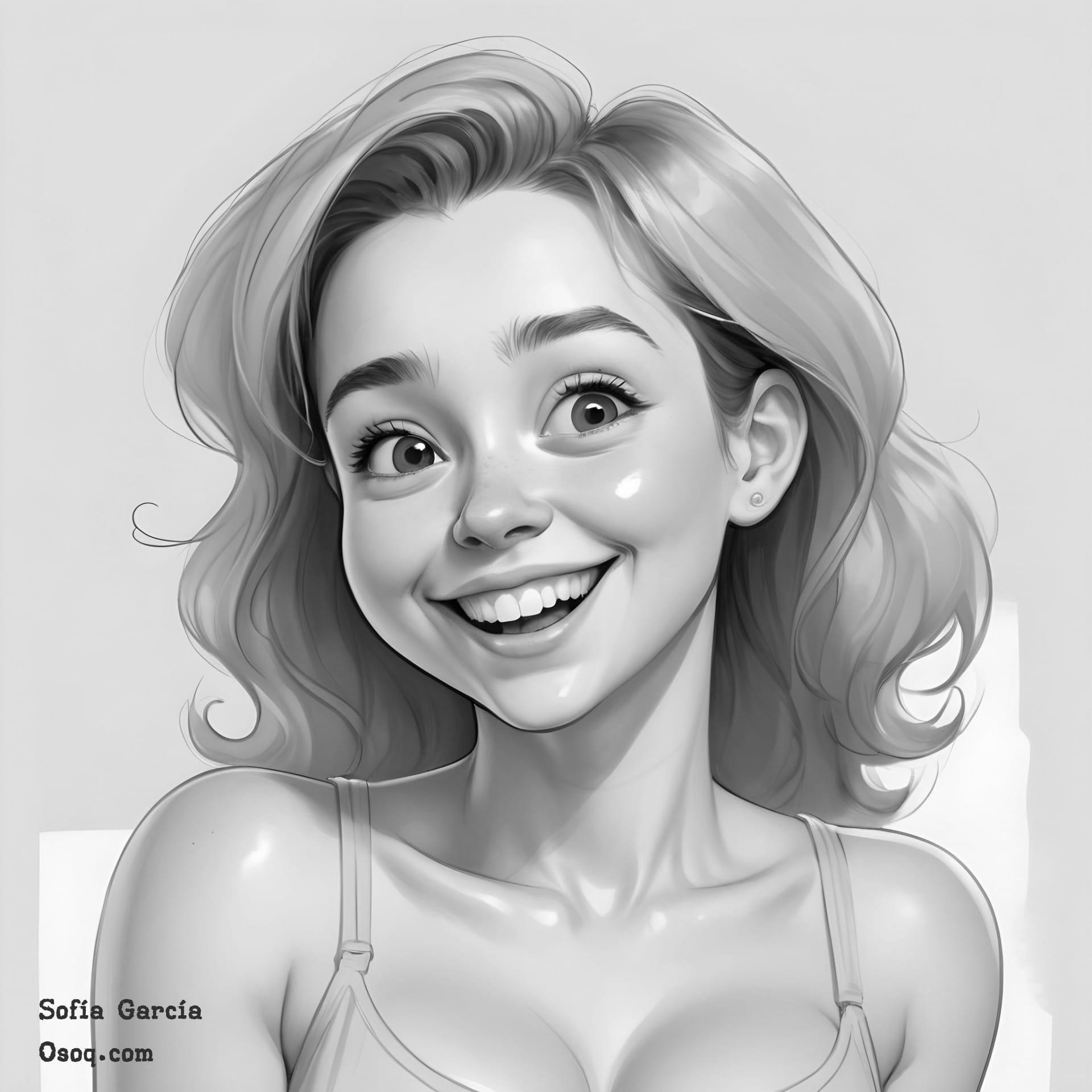 Black white cartoon portrait drawing 14