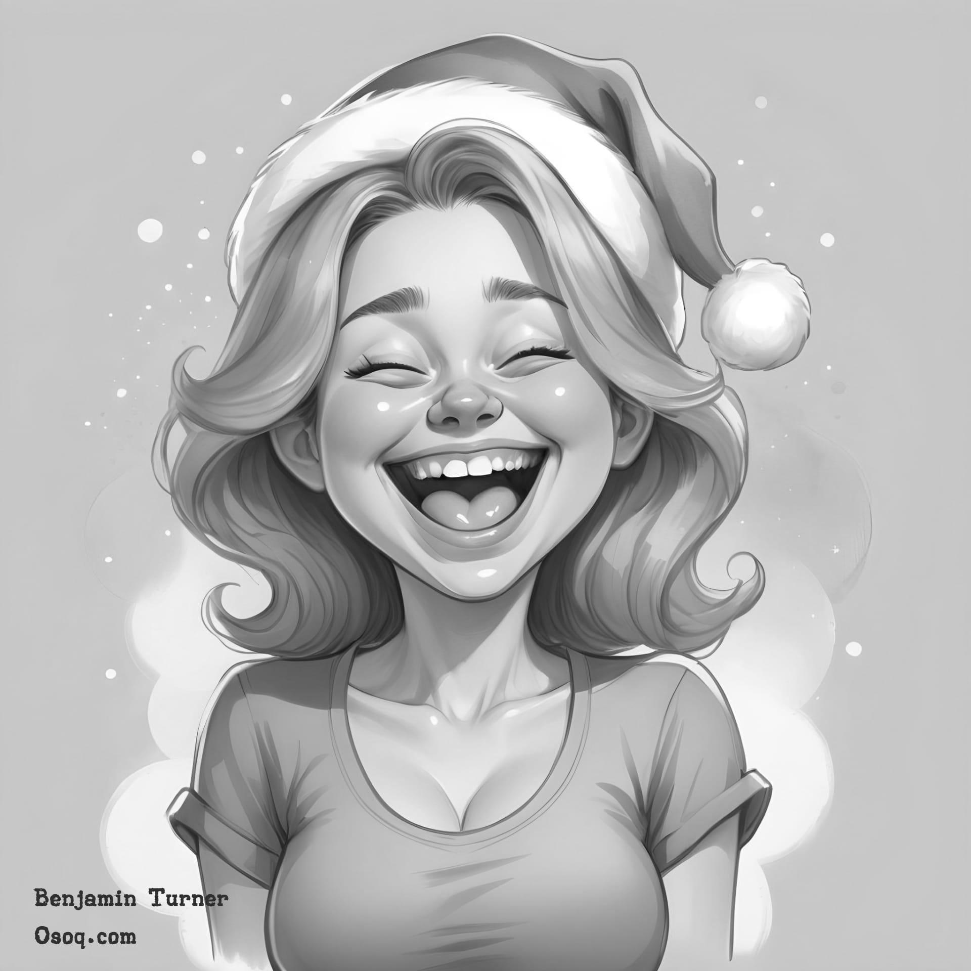 Black white cartoon portrait drawing 16