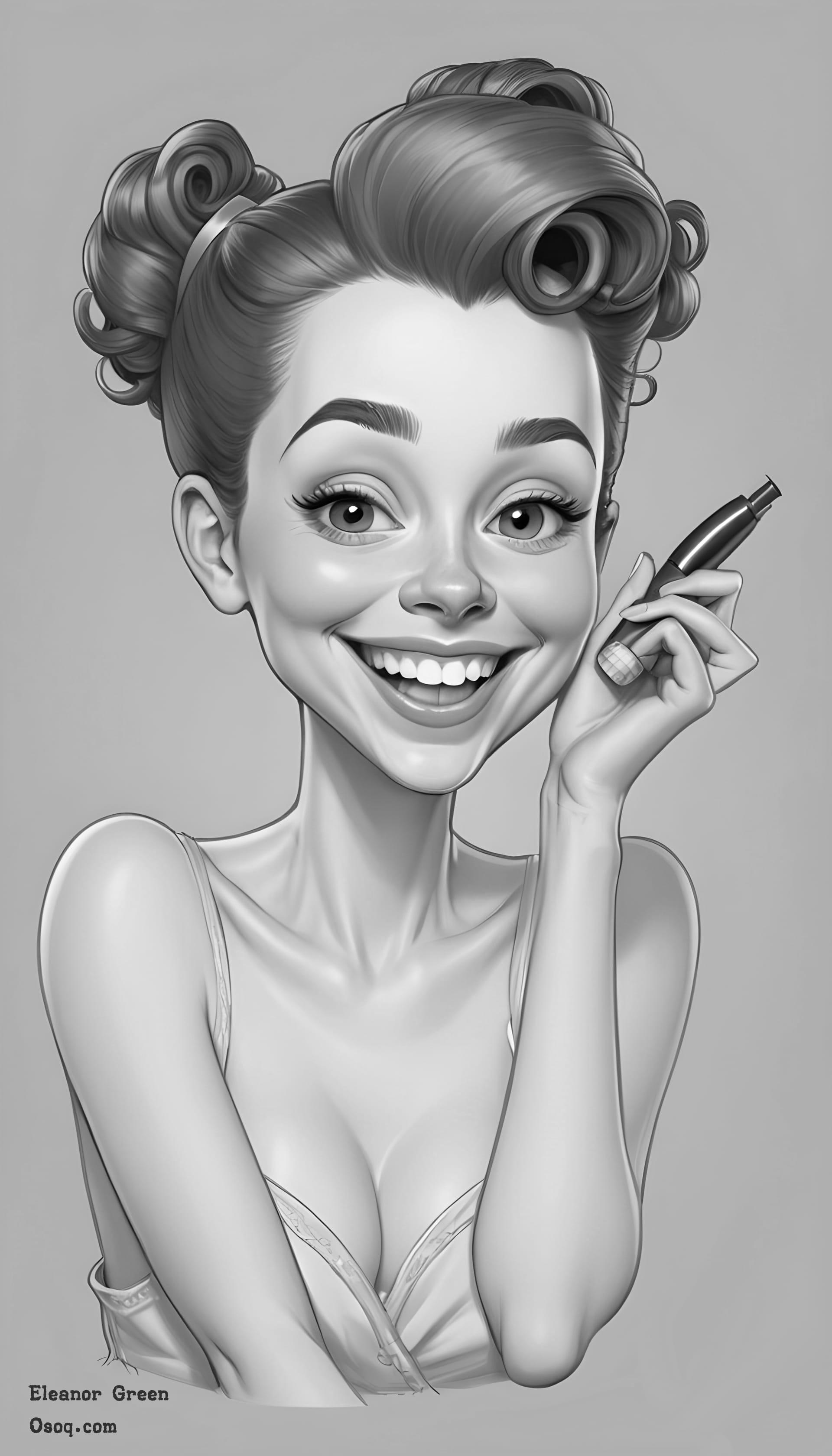 Black white cartoon portrait drawing 20