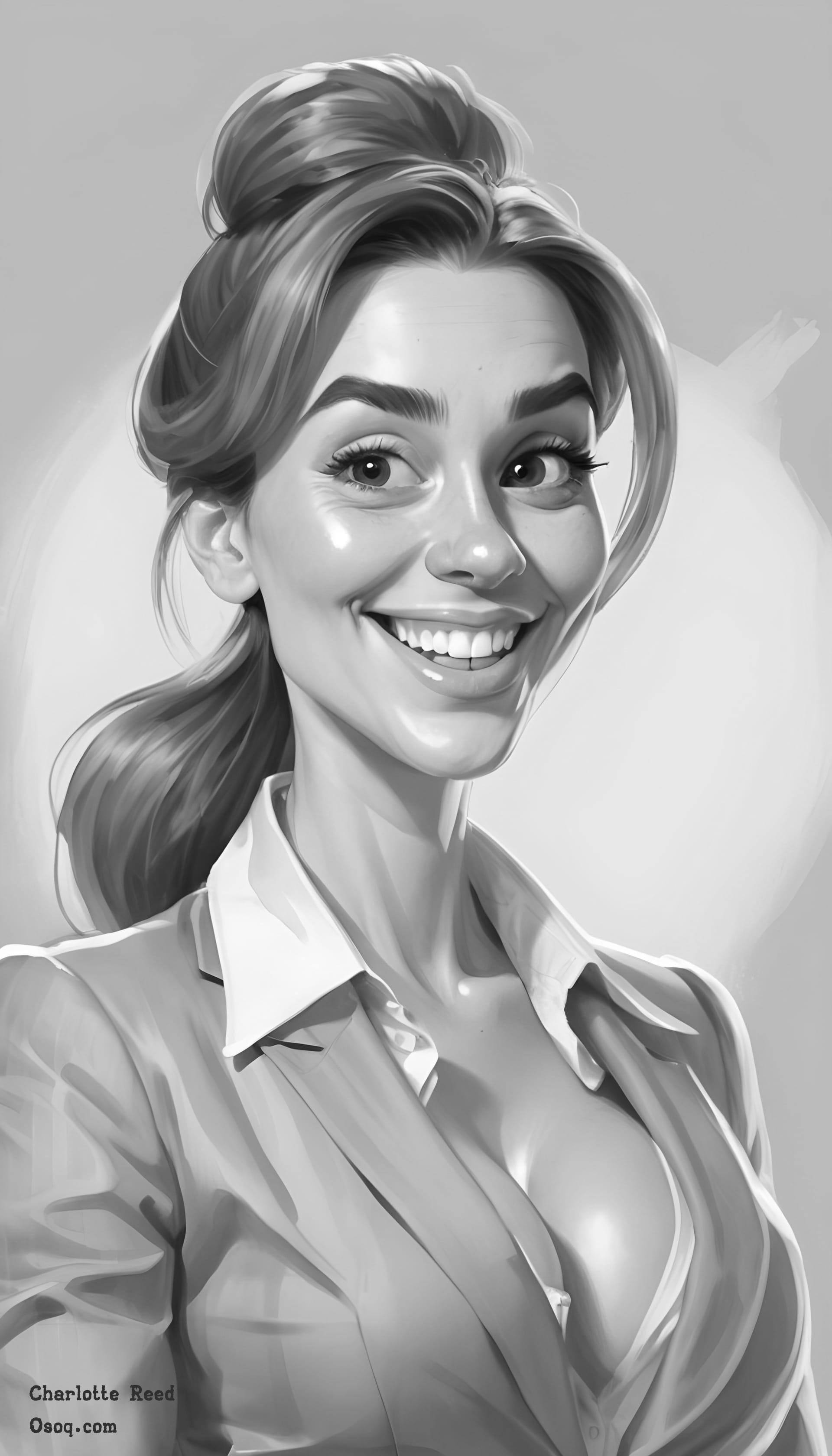 Black white cartoon portrait 06