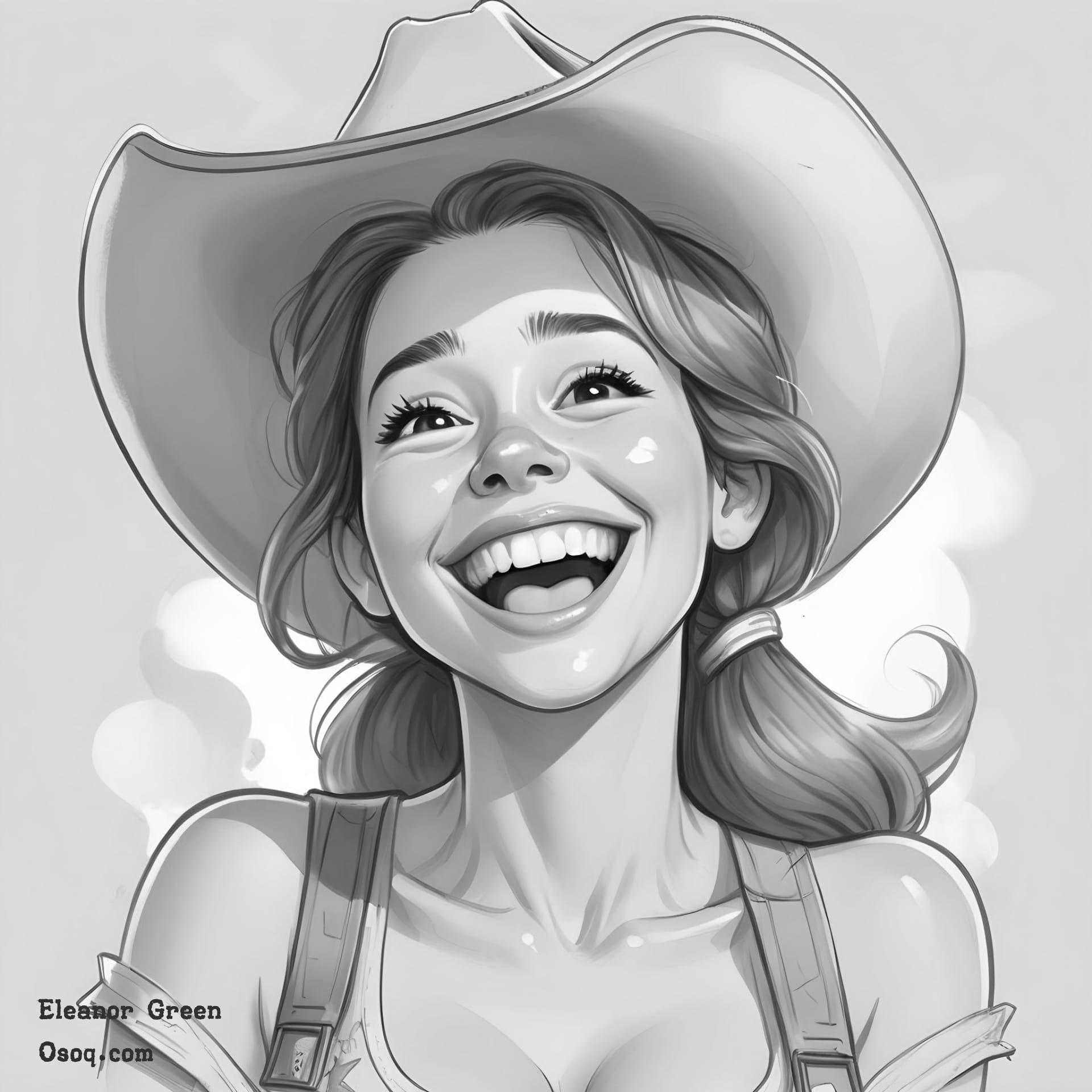 Black white cartoon portrait 17