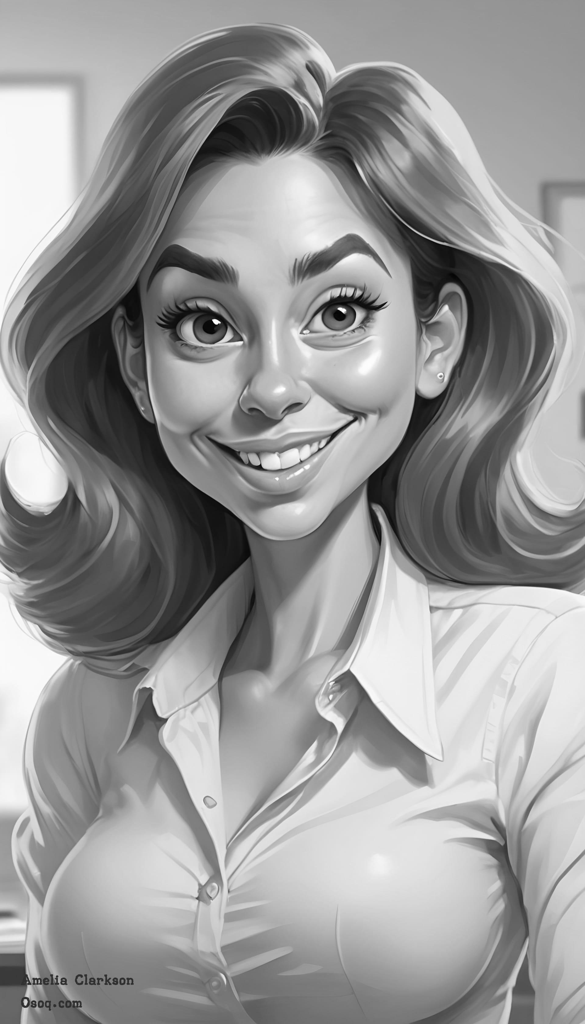 Black white cute caricature 02