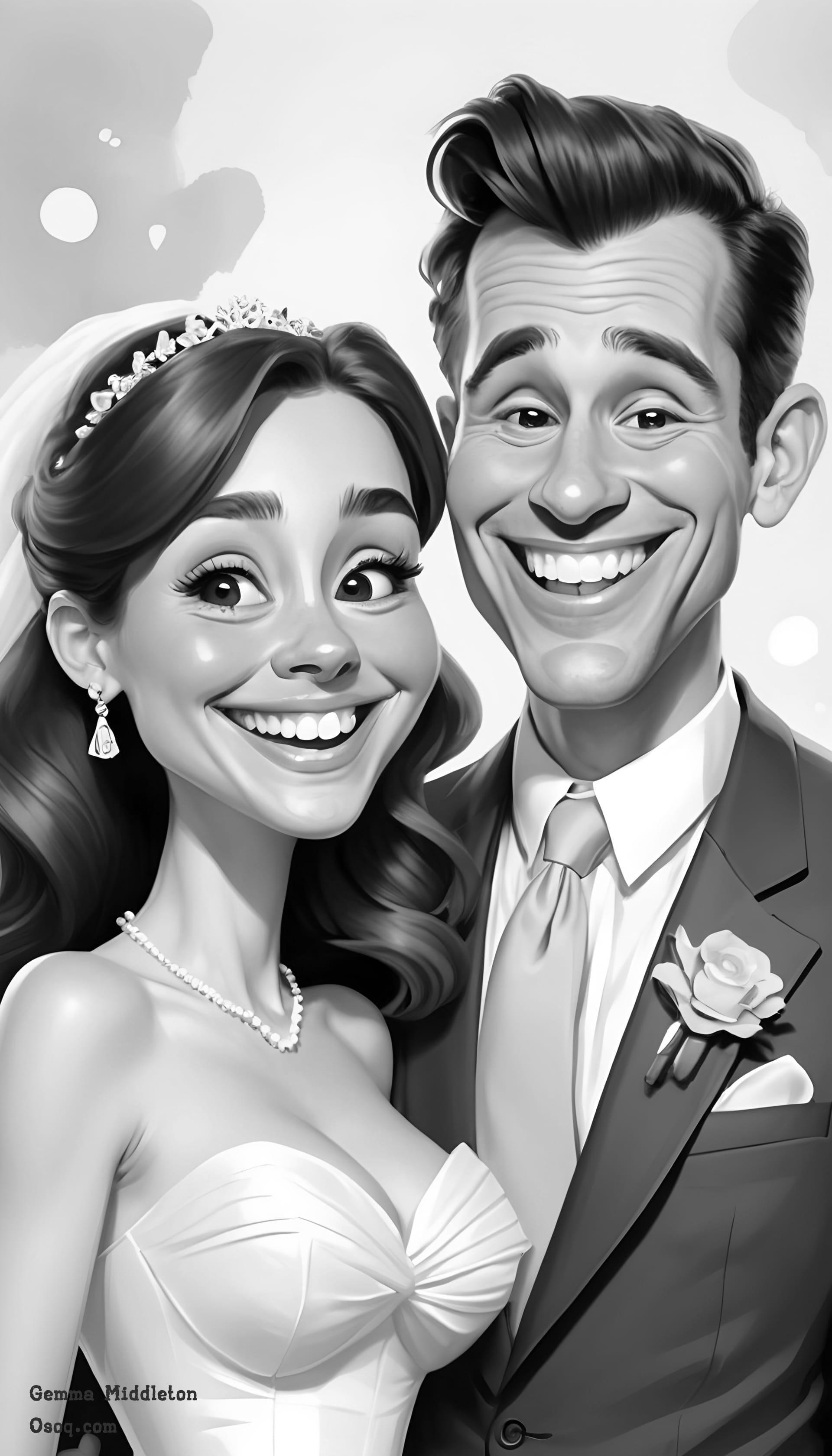 Black white cute caricature 08