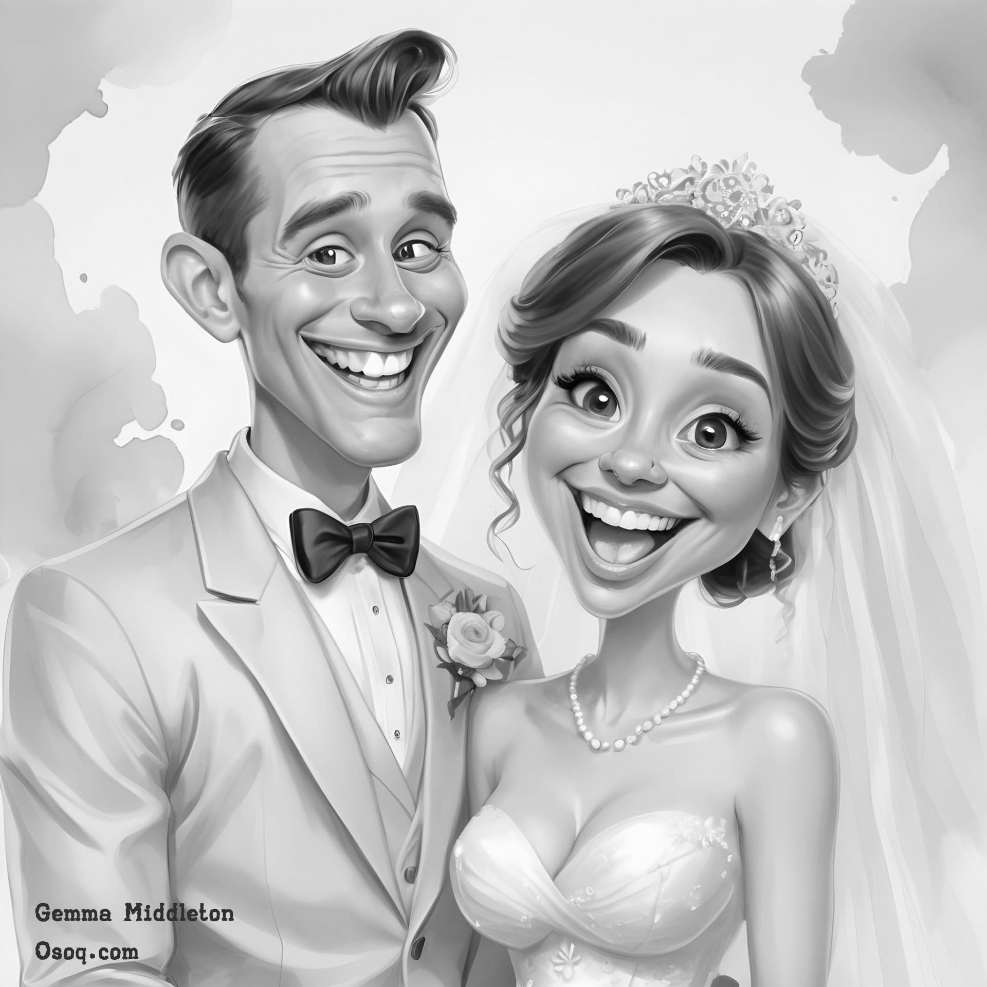 Black white cute caricature 09