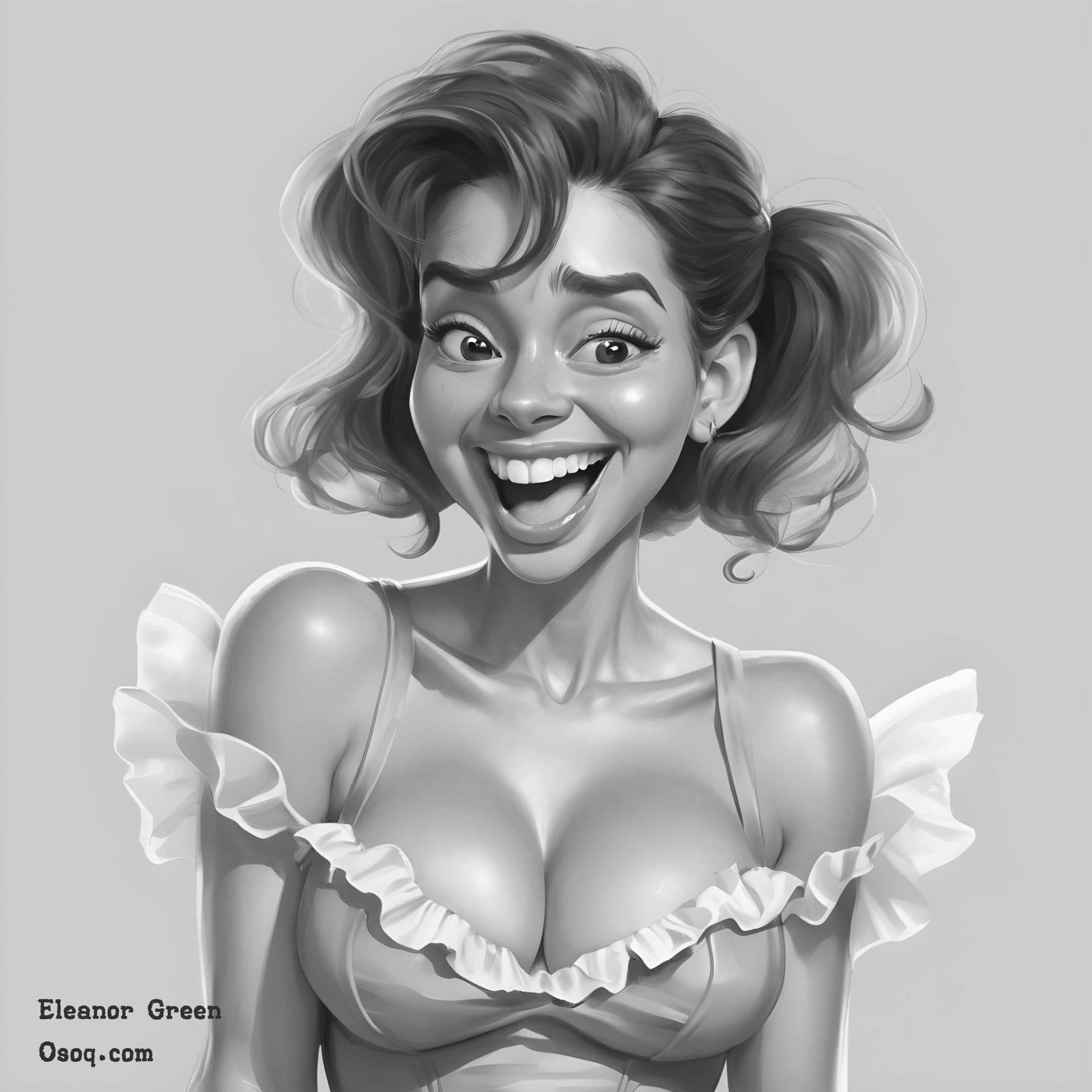 Black white female caricature 04