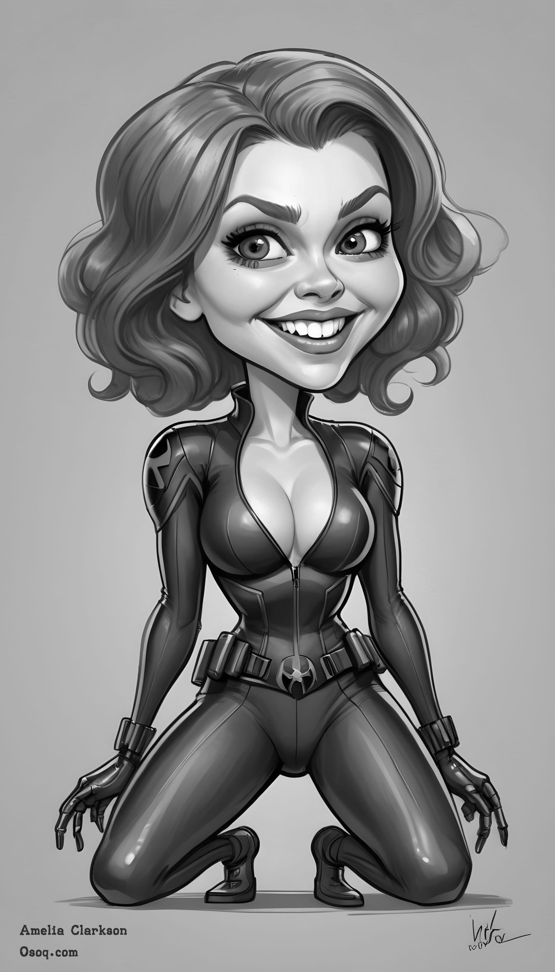 Black white personalised caricature 17