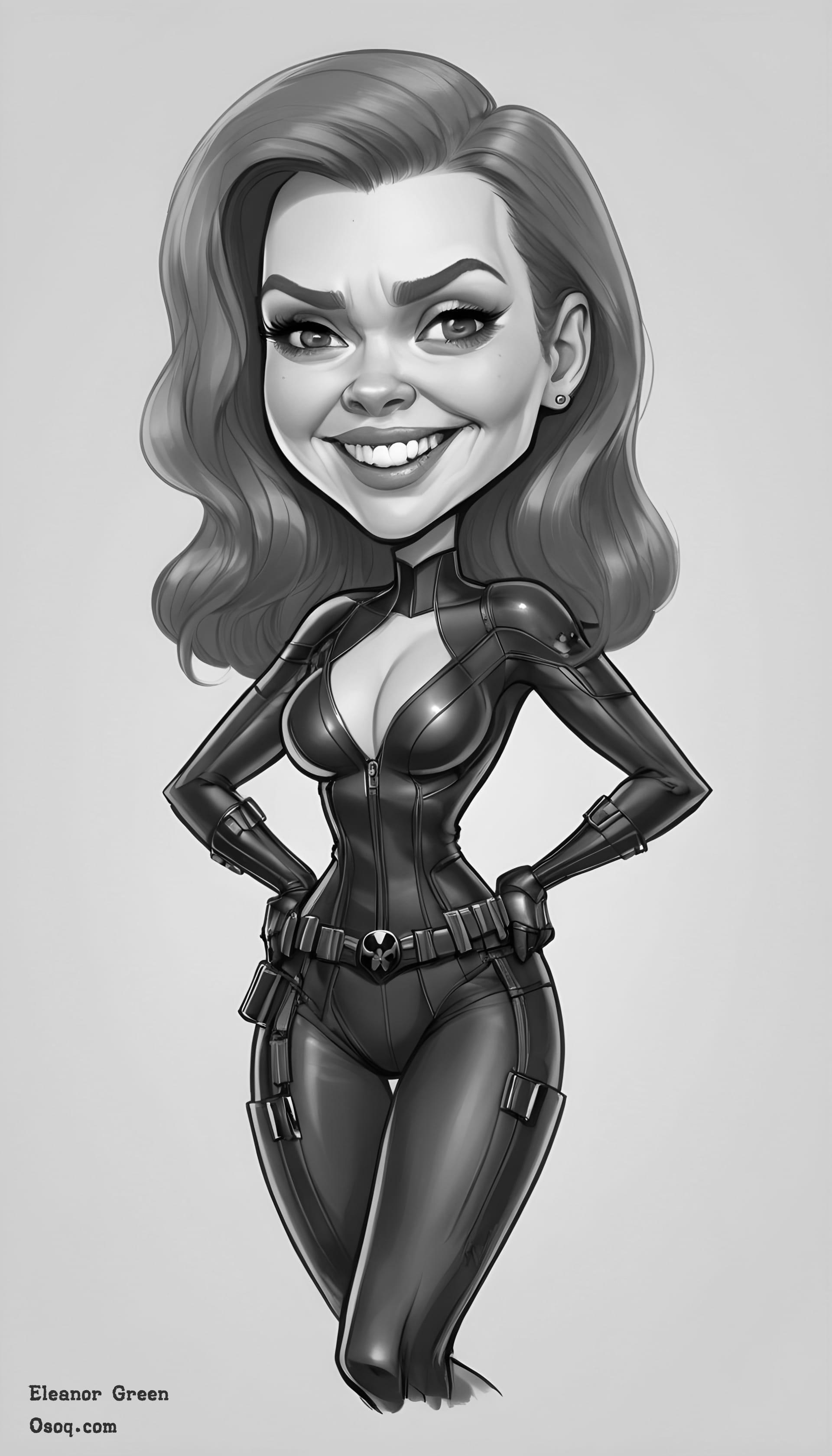 Black white personalised caricature 18