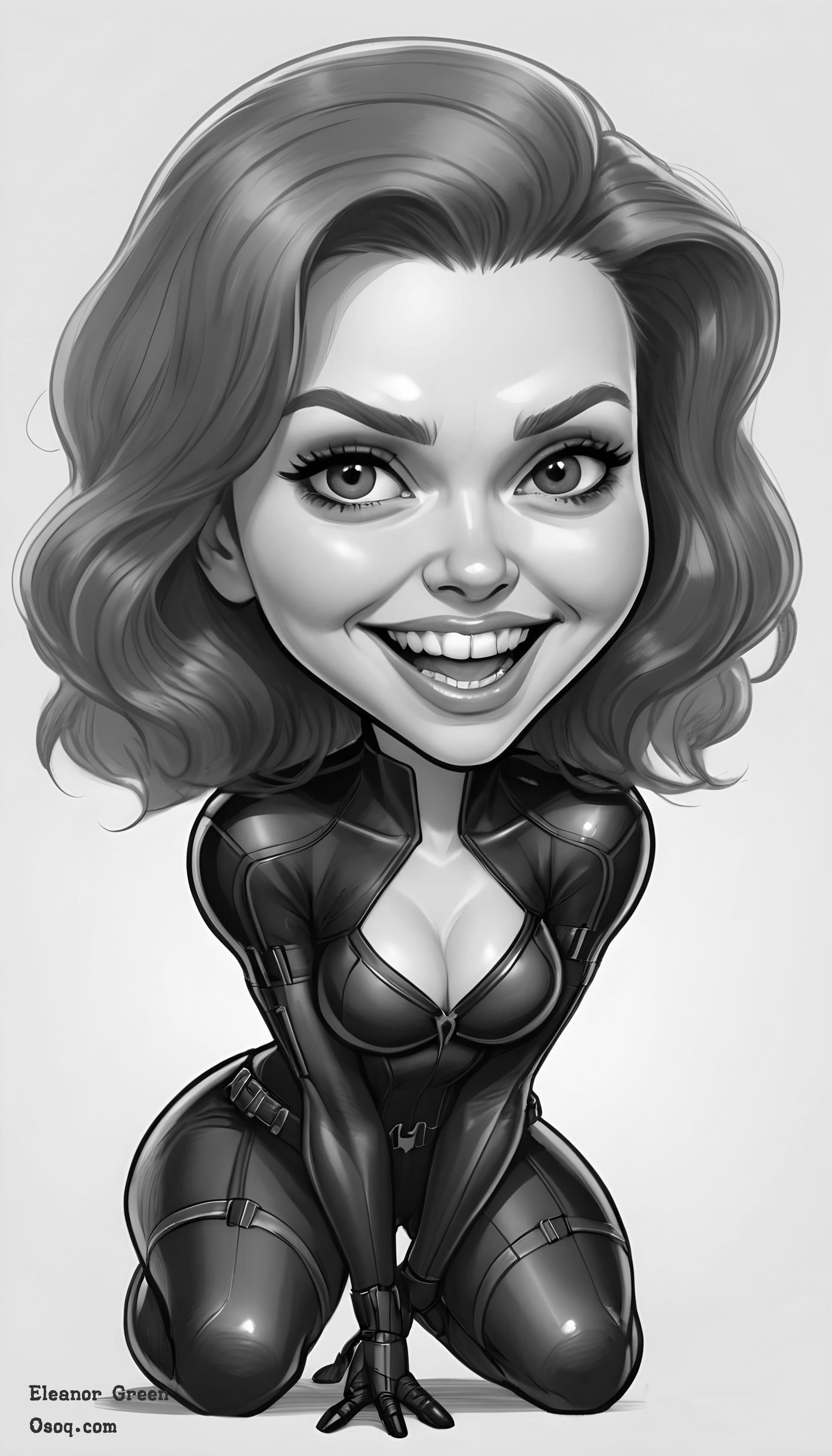 Black white portrait into cartoon 01