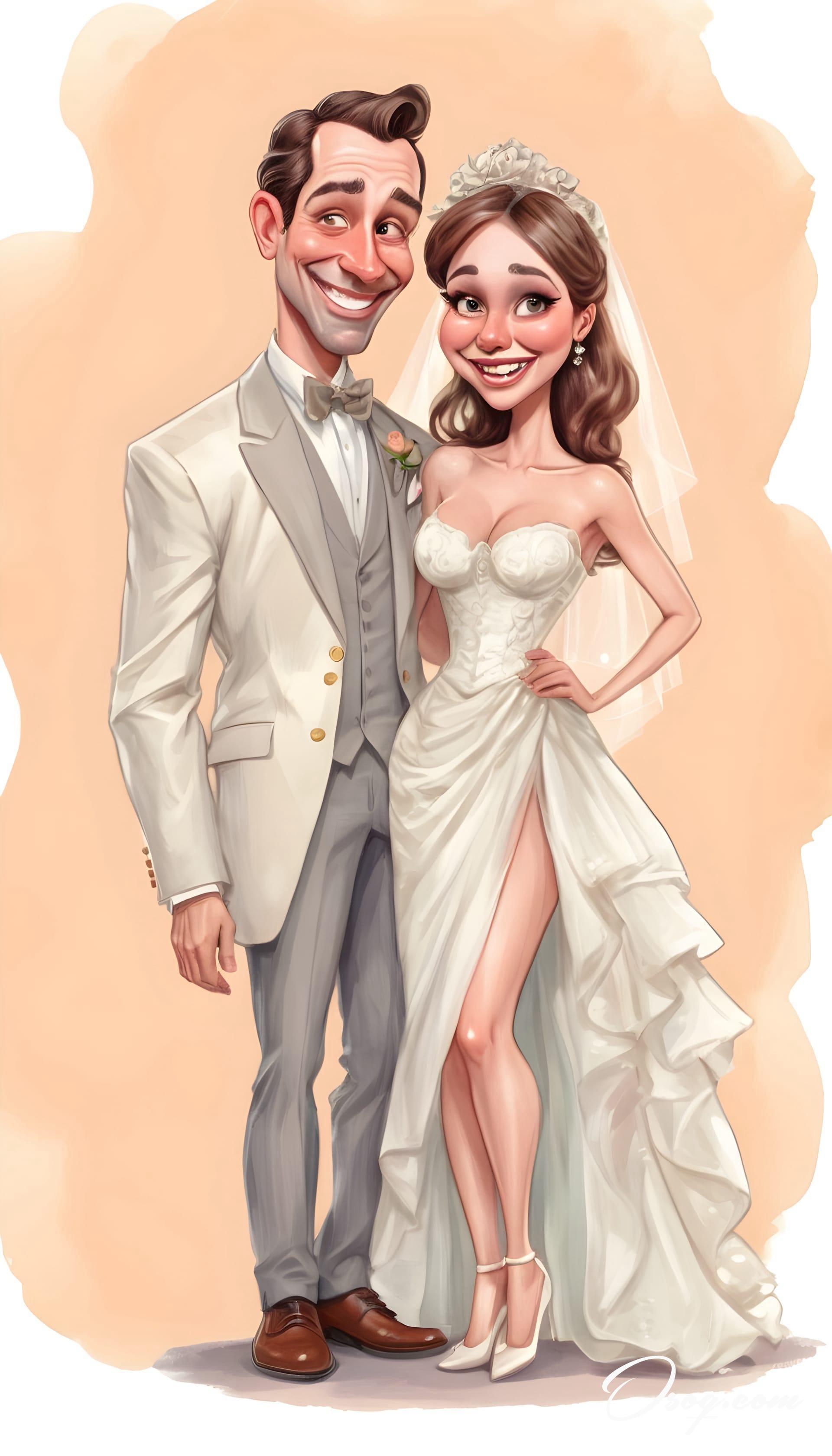 Bride and groom caricature 04