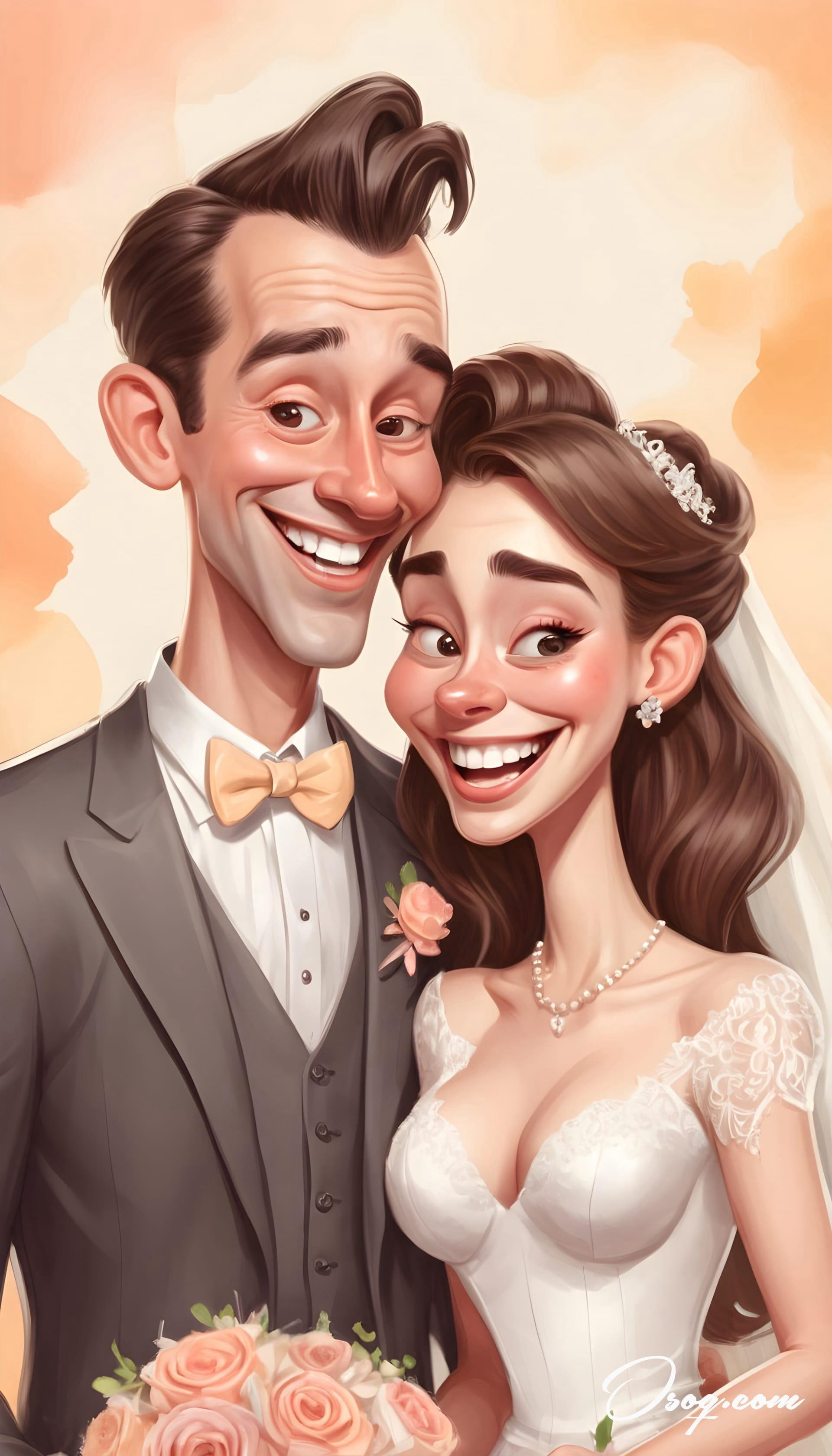 Bride and groom caricature 08