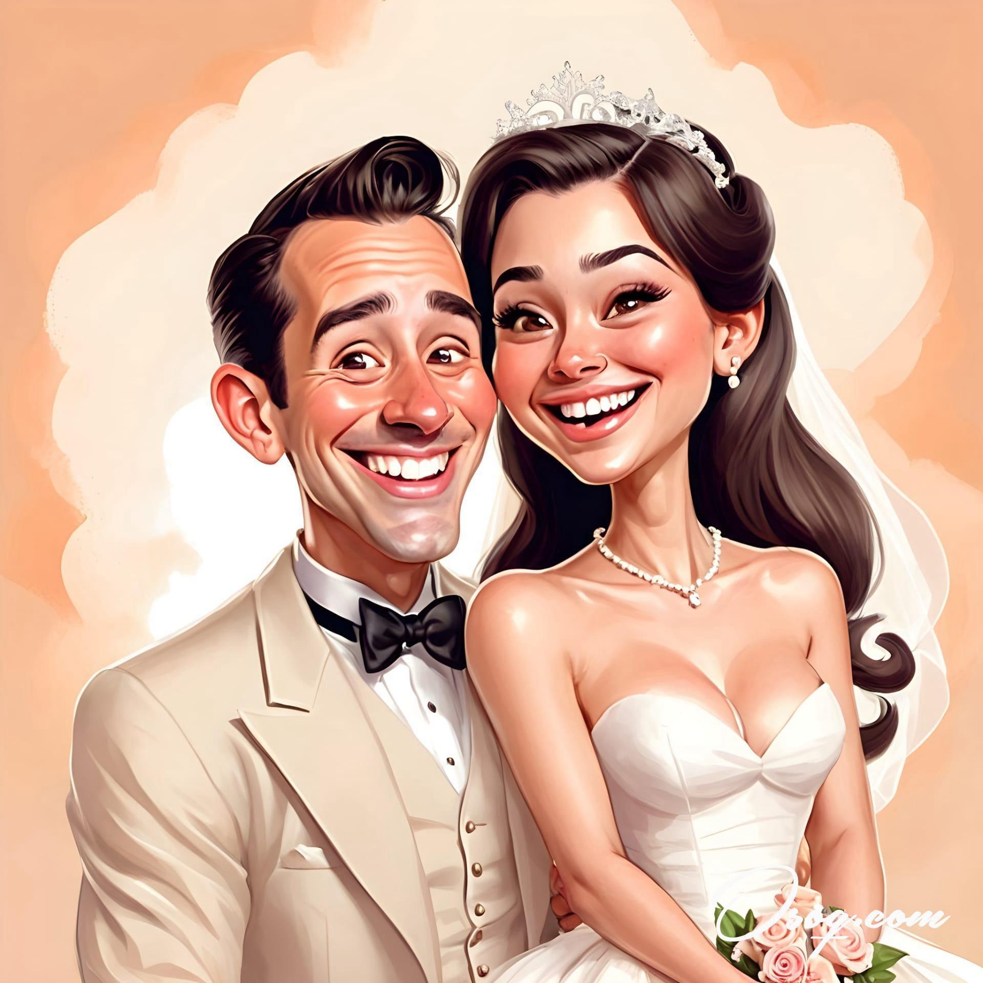 Bride and groom caricature 10