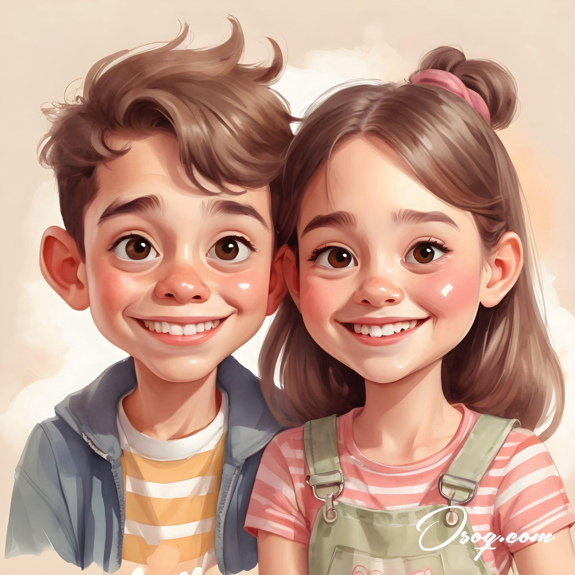 Brother sister caricature 01