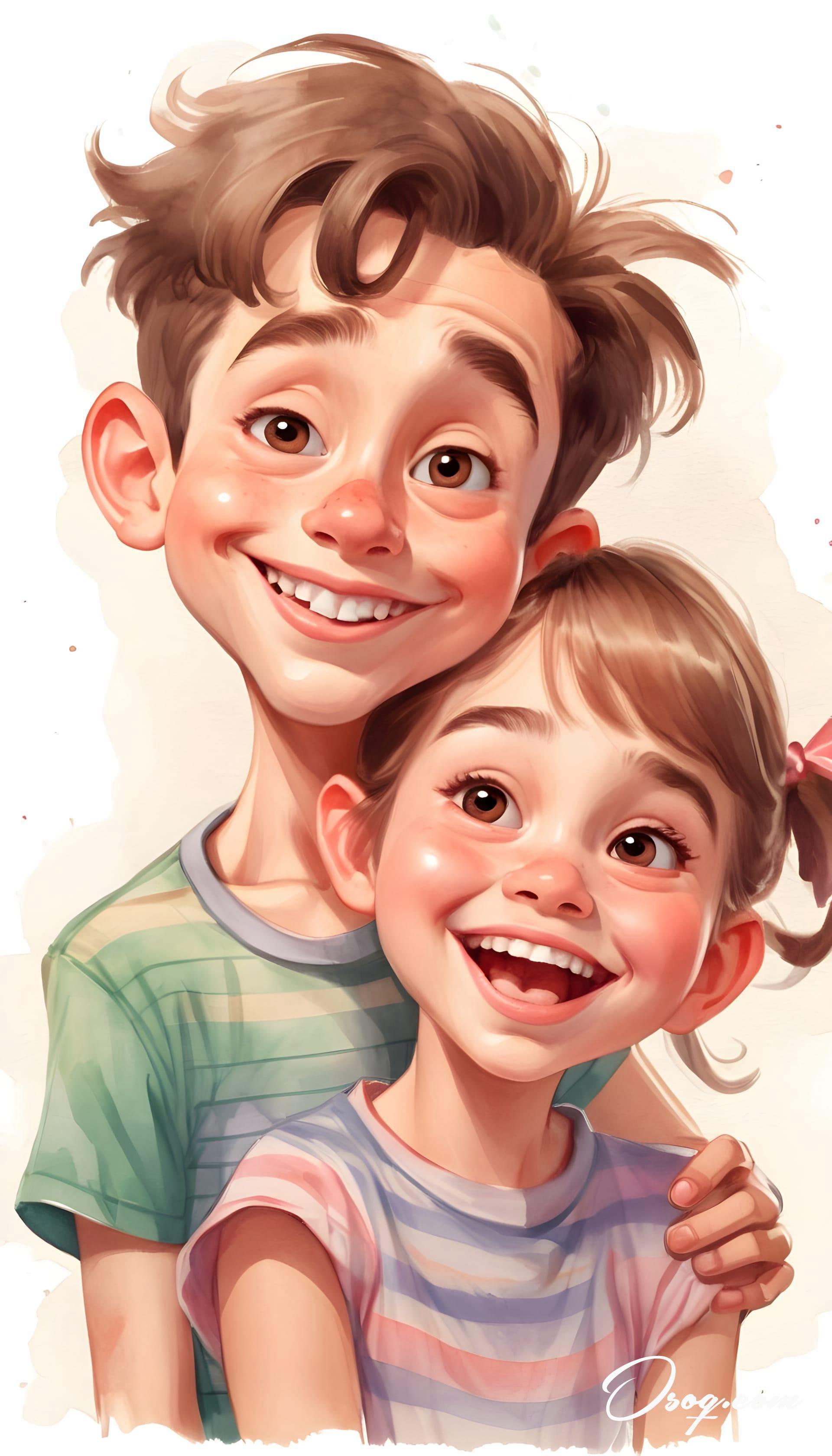 Brother sister caricature 04