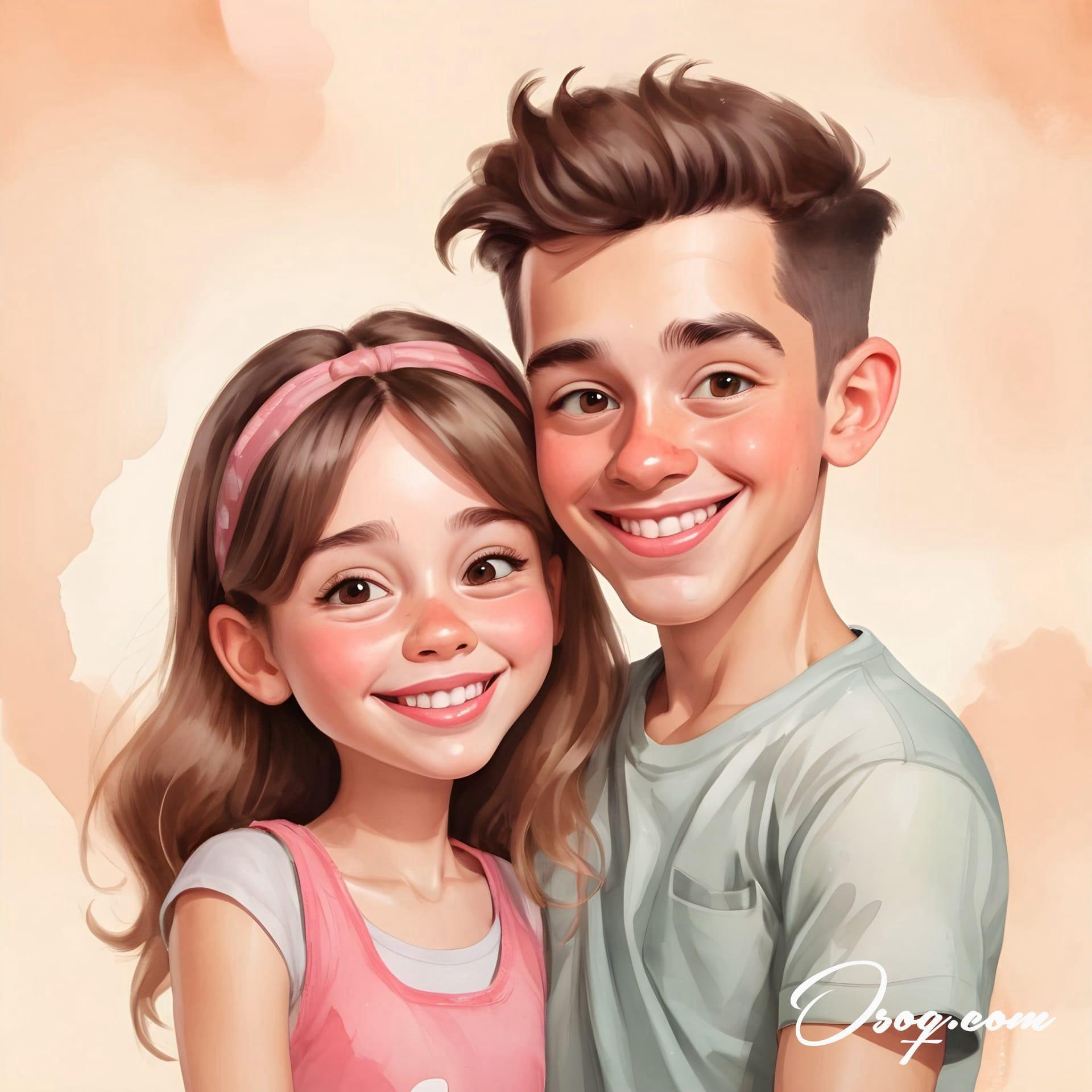 Brother sister caricature 05